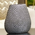 thumbnail image 2 of Urban Trends Collection 24461 Stoneware Elliptical Bellied Vase Beaded Chrome - Silver, 2 of 3