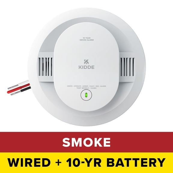 Kidde Hardwired Photoelectric Smoke Detector Alarm, 10-Year Lithium Sealed Battery Backup