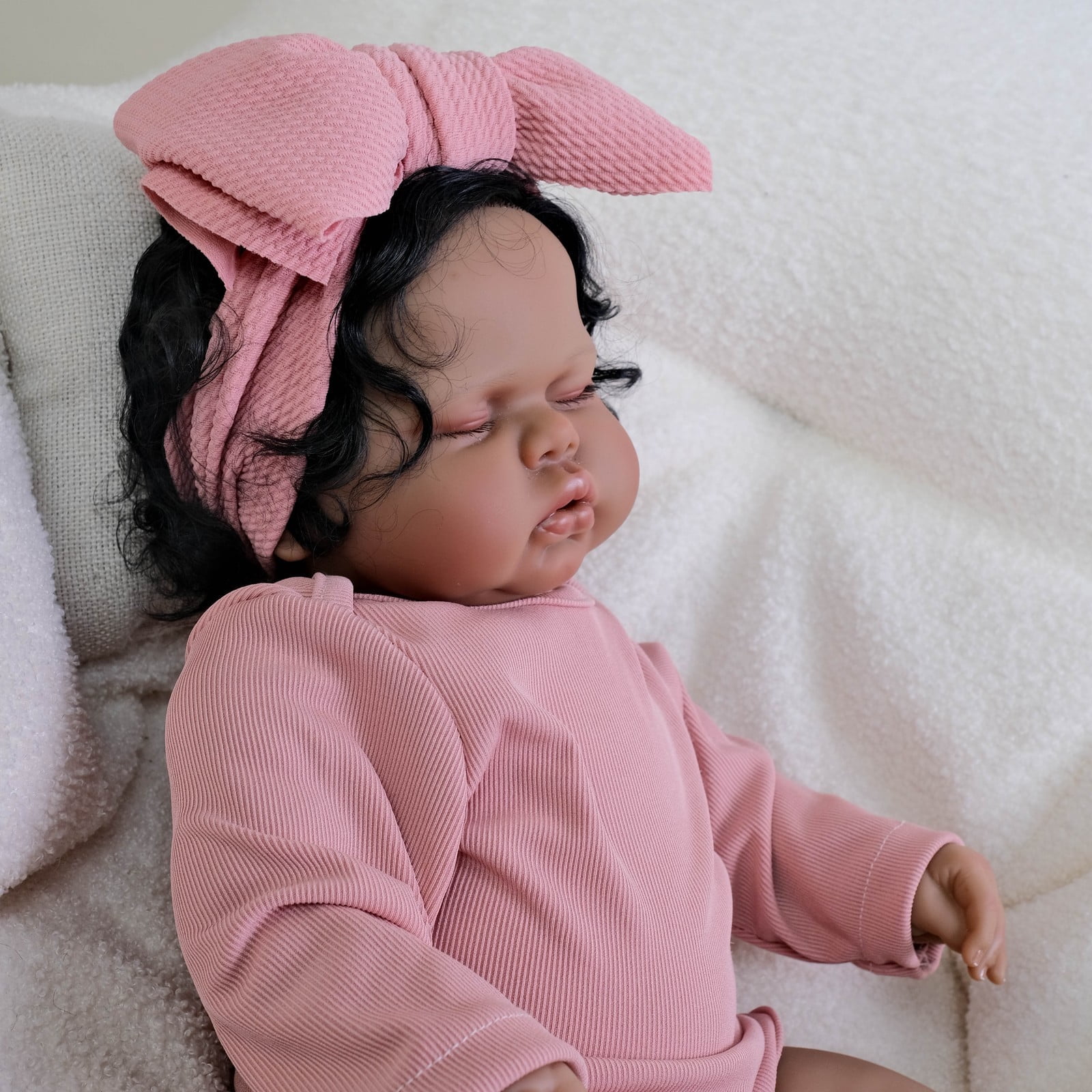Lifelike Reborn Baby Dolls Black - 19 inch Baby- Realistic Newborn Baby Doll African American Real Life Baby Dolls Cloth Body w/Gift Box for Kids