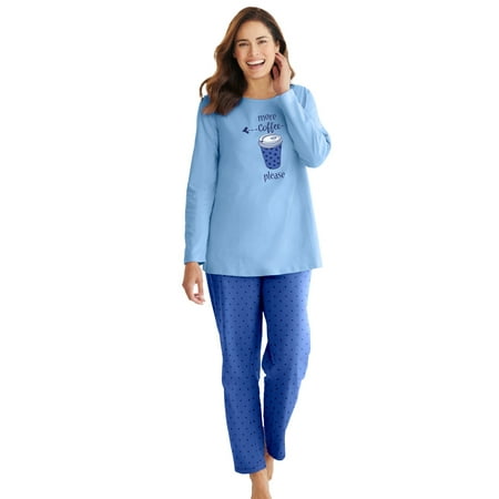 

Dreams & Co. Women s Plus Size Long Sleeve Knit Pj Set Pajamas