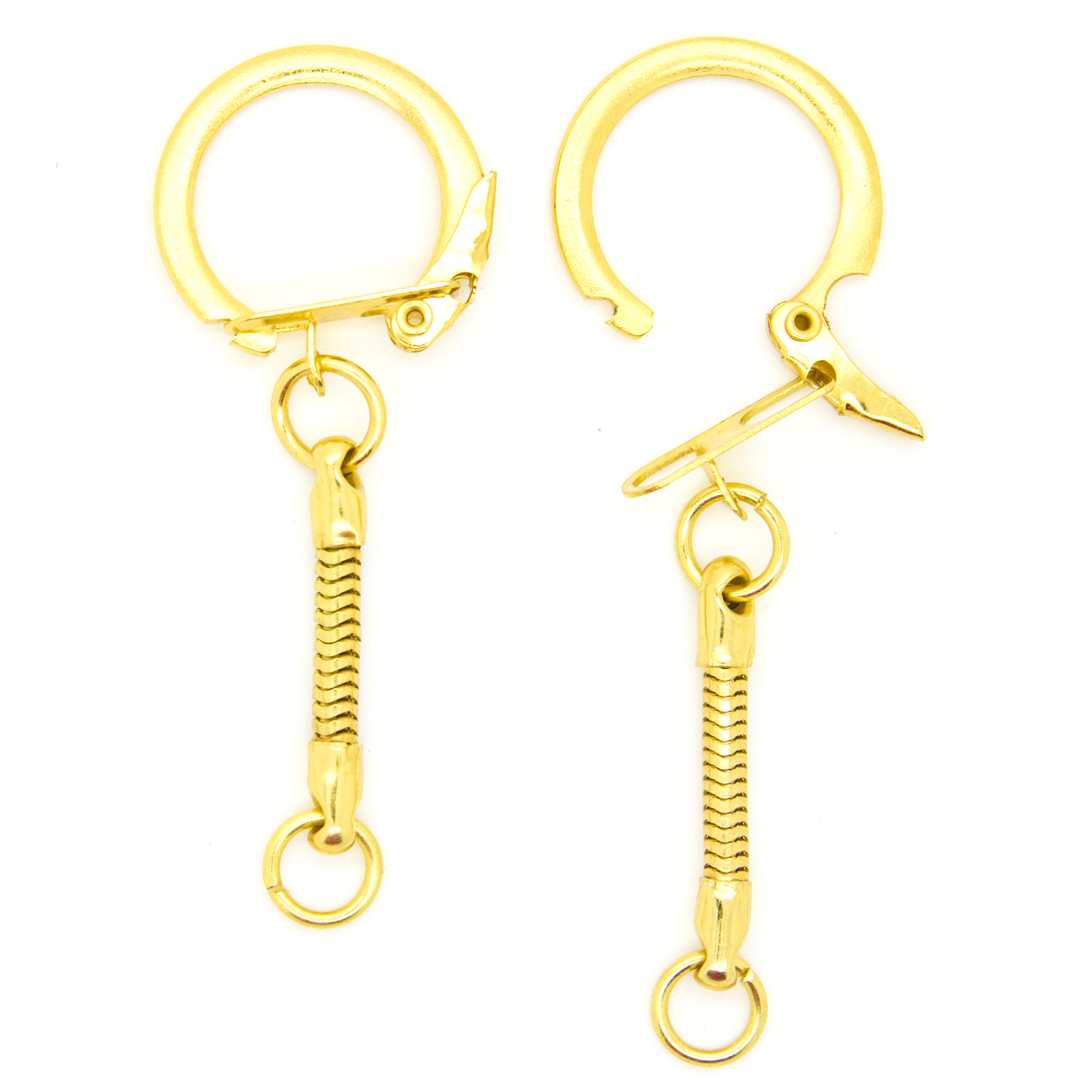 Gold Key Chains Snake Chain with Snap End and Jump Ring for Craft Findings - Pack of 1000
