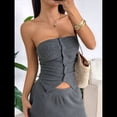 thumbnail image 4 of Conjuntos de Dos Piezas de Verano para Mujer 2025: Top de Tubo de Punto Acanalado, Pantalones de Pierna , Conjuntos Casuales para Estar en Casa y Viajar. Gris S, 4 of 9