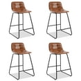 thumbnail image 4 of LUE BONA Upholstered Checkered Pattern Bar Stools Set of 6, Faux Leather 24 Inch Counter Height Bar Chairs for Kithchen Island, Brown, 4 of 19