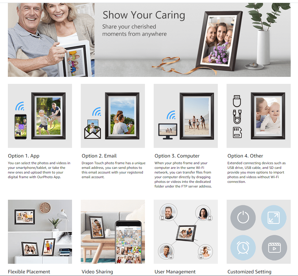 Buy Dragon Touch Digital Picture Frame WiFi 10 inch IPS Touch Screen HD