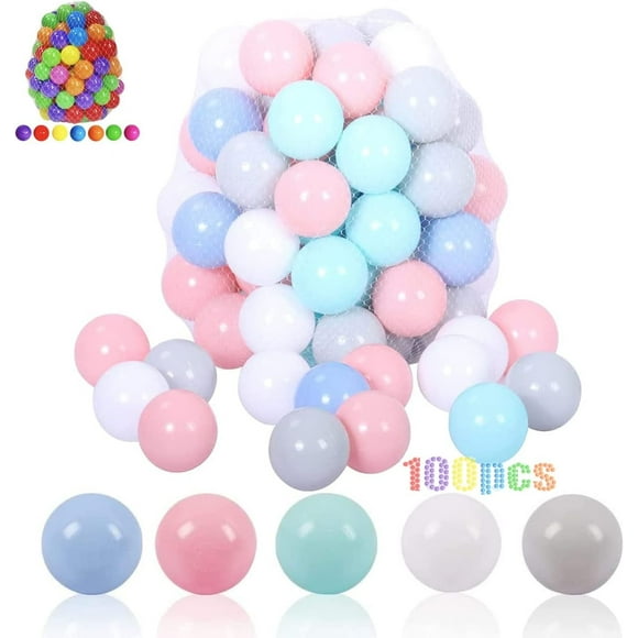 100 Count Plastic Play Balls for Babies & Toddlers Ball Pits , for Playpen,Outdoor Party Pool Decoration Balls & Tent Tunnels Pit Balls