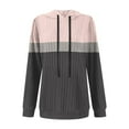 thumbnail image 4 of Weiqiqre Fall Outfits for Women Color Block Knit Hoodie – Casual Long Sleeve Pullover Sweater Tops with Pocket, 4 of 5