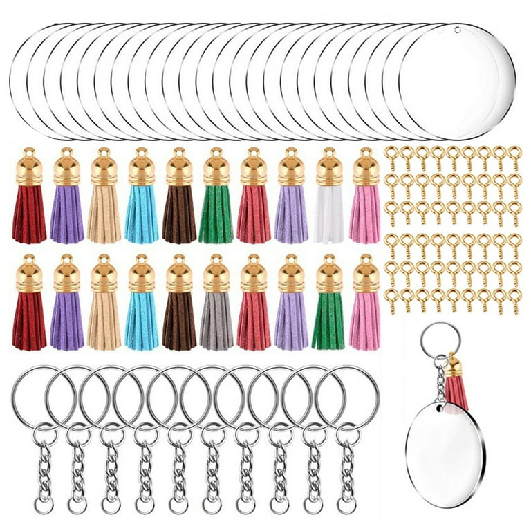 Hands DIY 230pcs Set Key Ring DIY Keychains Making Kit Metal Acrylic  Keyrings Blanks Tassel Pendant Crafts 