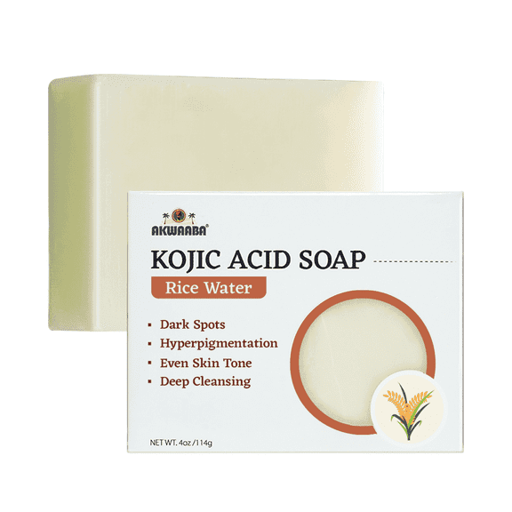 Akwaaba Kojic Acid Soap Bar (Rice Water) | 4 oz | Gently Cleansing Bar Soap | With Rice Water | For Daily Skin Care | 113 g
