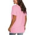 thumbnail image 4 of Pink Women's Short Sleeve T-shirt, Women'S Casual Comfort V-Neck Solid Color Pocket Loose Fit Short Sleeve Shirt,Women's Short sleeve T-shirt L, 4 of 4