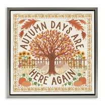 Stupell Industries Autumn Days Here Again Landscape Painting Gray Floater Framed Art Print Wall Art, 18 x 18