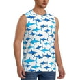 thumbnail image 2 of Fotbe Men's Party Shark Cute Print Men's Sleeveless Muscle Tank Tops Casual T-Shirts for Gym Workout Beach-Large, 2 of 8