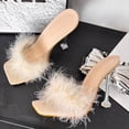thumbnail image 4 of HSMQHJWE Sandales à Talons Hauts Minces à Plumes Duveteuses Transparentes d'Extérieur Polyvalentes Mode Polyvalentes, 4 of 7