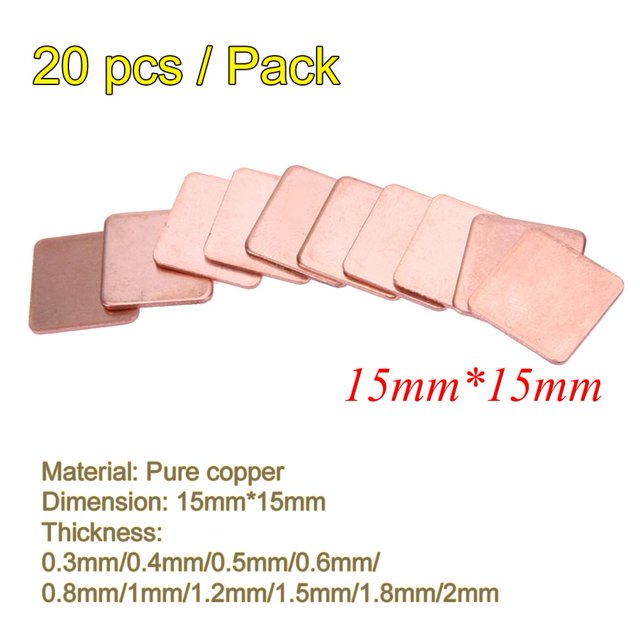 Disipador térmico de cobre para ordenador portátil almohadillas térmicas de 15mm Likrtyny x 15mm 03mm a 2mm de espesor Chipset IC GPU accesorios de refrigeración de ordenador 20 Uds.