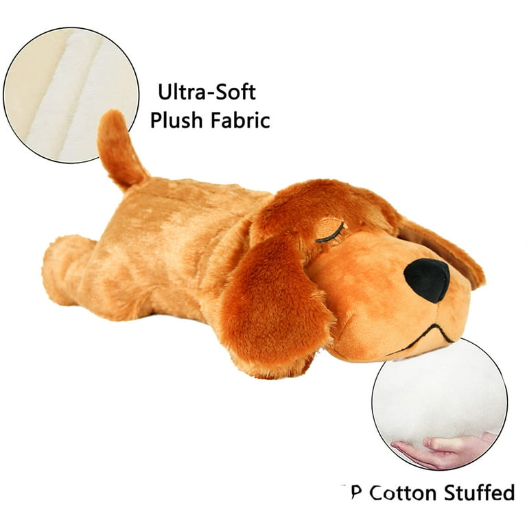 AIPINQI Doggy Heartbeat Stuffed Toy, Pet Anxiety Relief Sleep Aid Calming  Toys, Light Brown 