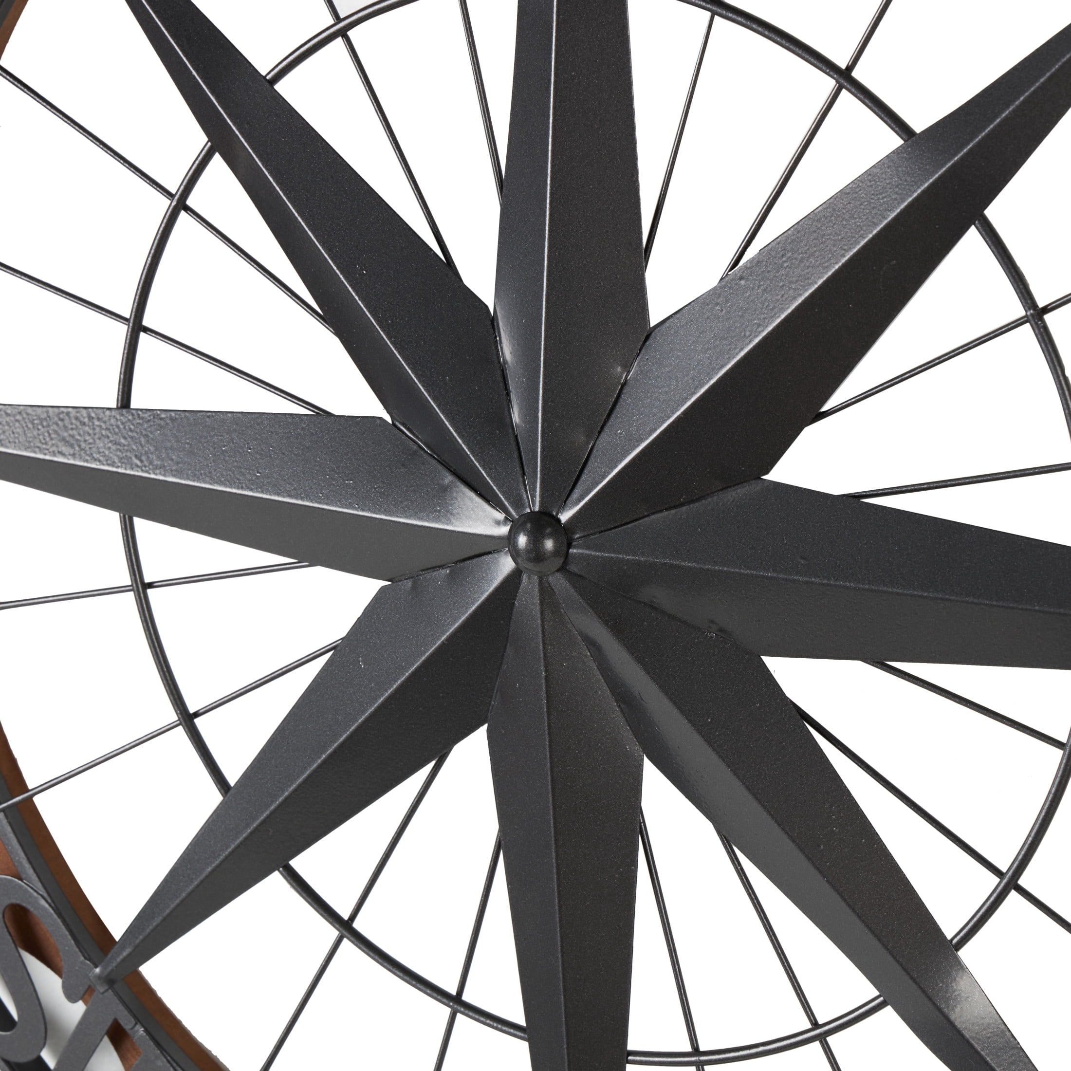 DecMode Gray Metal Compass Wall Decor with Wood Frame