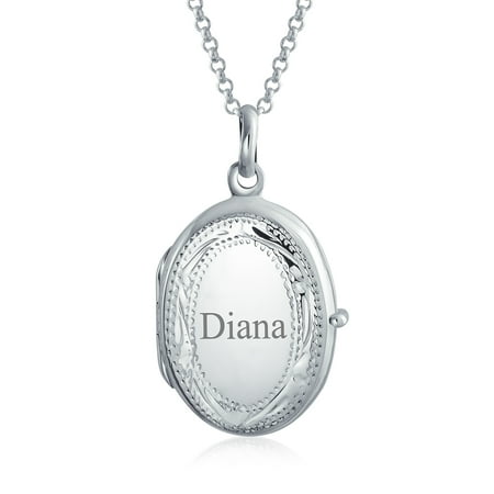 Vintage Style Engraved Leaf Design Two Photo Oval Locket For Women - Silver Locket Pendants Vintage Style Engraved Leaf Design Two Photo Oval Locket For Women - Silver Locket Pendants