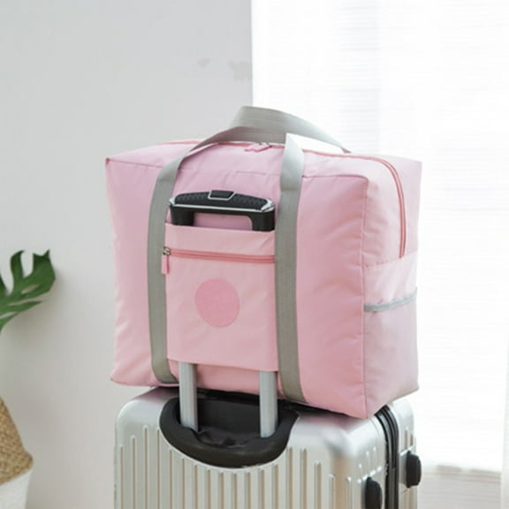 Foldable Travel Duffel Bag for Women,Large Waterproof Gym Sports Tote with Luggage Strap,Lightweight Carry On Weekender Overnight Bag for Travel,Shopping,Beach,Workout,17.7 x 13.9 x 6.7 Inches