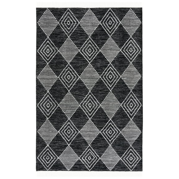 SAFAVIEH Kilim Elouise Diamond Polyester Area Rug, Black/Ivory, 8' x 10'