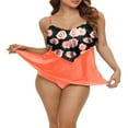 thumbnail image 3 of EIMELI Femmes 2 Pcs Tankini Maillots de Bain Col en V Hauts à Volants Superposés Bas String Ensemble Bikini, 3 of 6