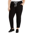 thumbnail image 1 of Calvin Klein Pantalon Jogger Décontracté à Ourlet Rayé pour Femmes, Noir, Grande Taille, 2X, 1 of 1