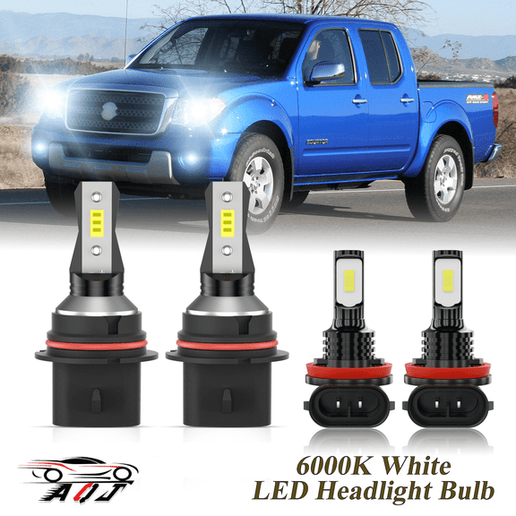 Compatible with Suzuki Equator 2009 2010 2011 2012 LED Headlight Bulbs Kit High Low Beam   Foglights Combo(Pack of 4) , 6500K White 10,000LM Super Bright, Plug and Play