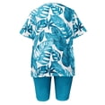 thumbnail image 5 of CHUMUD Plus Size Two Piece Sets for Women Summer Outfits Tropical Print Short Sleeve Crew Neck Tees BoyShorts Bike Shorts Casual Set Lounge Loose, 5 of 5
