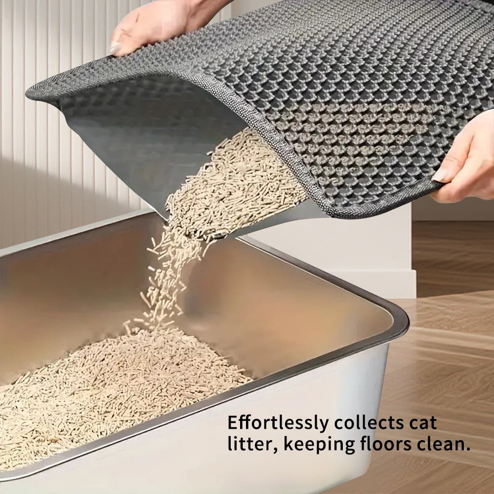Fully Enclosed Cat Litter Box + Mat, Large Odor-Control Kitty Toilet with Flip Lid, Scoop & Anti-Tracking Pedal, Removable Design, Gray
