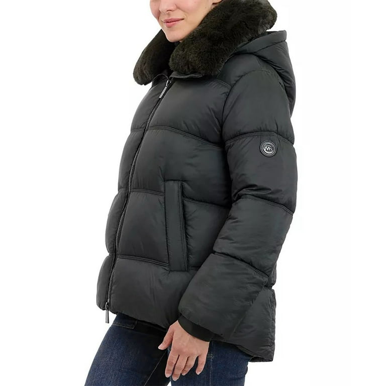 MICHAEL Michael Kors Women's Puffer Jacket with Faux Fur Collar