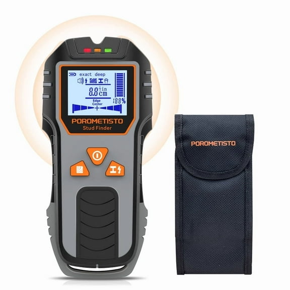 POROMETISTO Stud Finder Wall Scanner 6-in-1 - Live Wire Detector up to 4.7in Deep, Digital Center Finding & LCD Display for Hanging TV, Drywall, Pipes