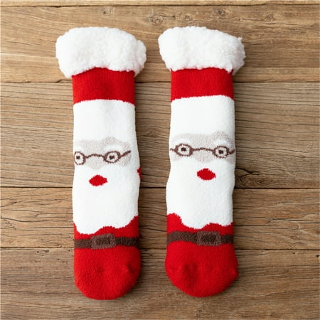 

qazqa women winter christmas printing thickened coral floor cotton socks sleep towel socks