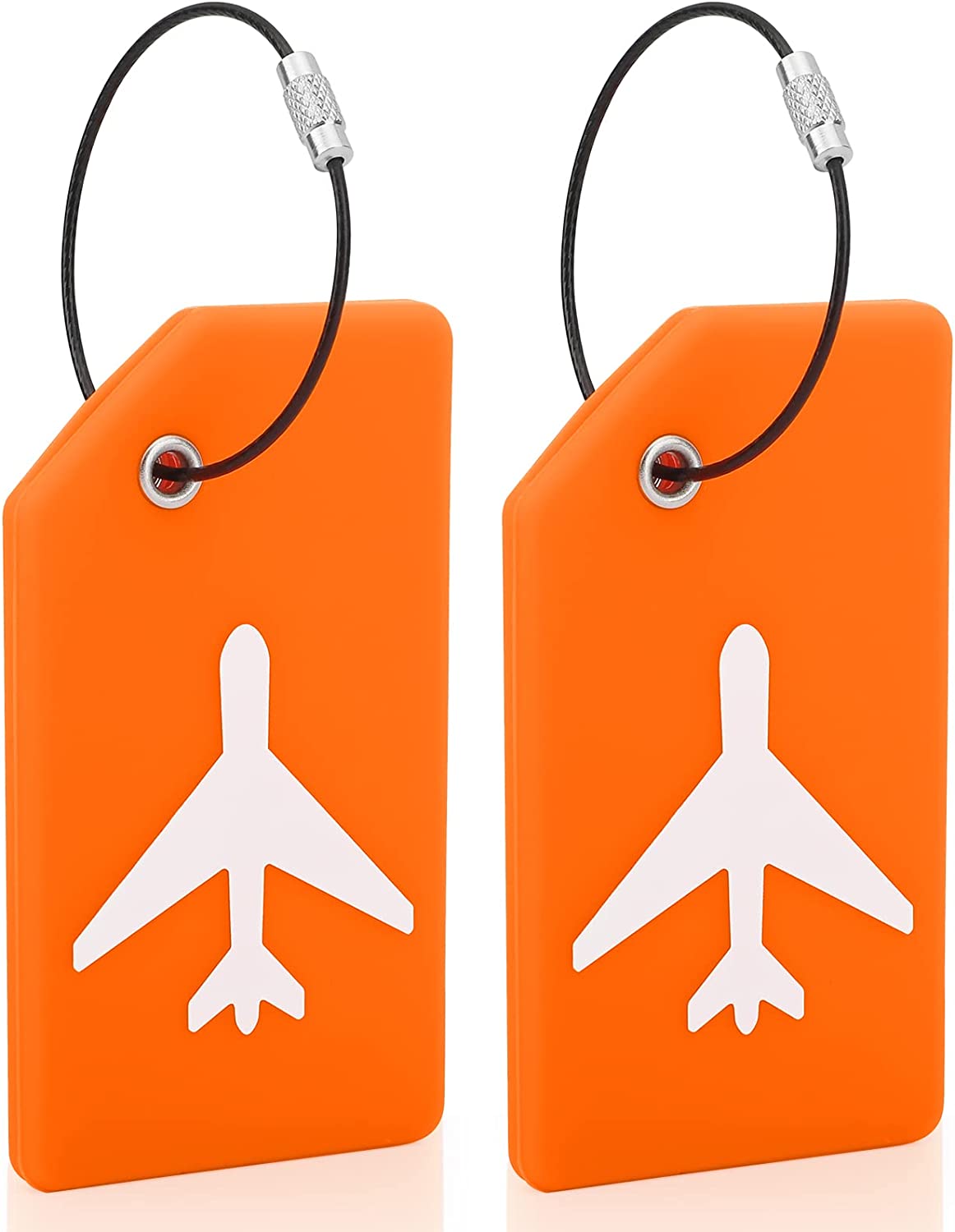 Silicone Luggage Tags for Suitcases, 2 Pack Luggage Tag with Name ID Card, Bag Tags for Luggage with Stainless Steel Loop, Quickly Spot Luggage Identifier Tags for Travel Bag Suitcase - image 1 of 5