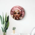 thumbnail image 4 of 12 Inch Wall Clock Battery Operated Silent Clock Decorative for Office, Kitchen, Outdoor, Living Room，African American Curly Hair Scarf Style, 4 of 4