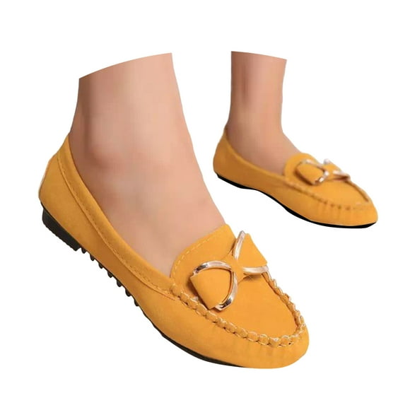 Mepaouo Women's Suede Leather Penny Loafers Comfortable Slip on Boat Driving Walking Moccasins Shoes