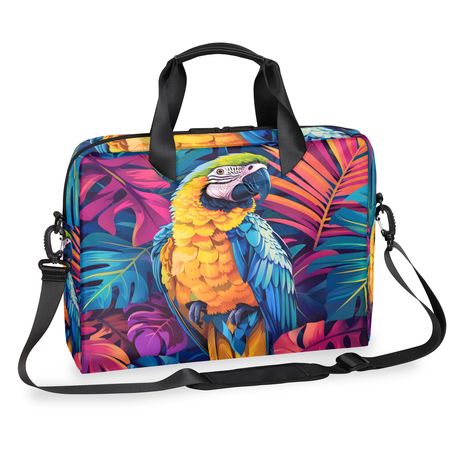 Herdesigns Parrot Laptop Bag for Women Men, Computer Case Briefcase Messenger Bags, 15-15.6 inch Laptop Sleeve Shoulder Bag