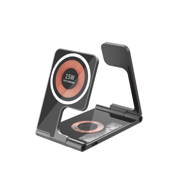 7KeTree Dual 15W MagSafe 4-in-1 Wireless Charger - Ultra-Thin Foldable for iPhone/Android/Watch/AirPods