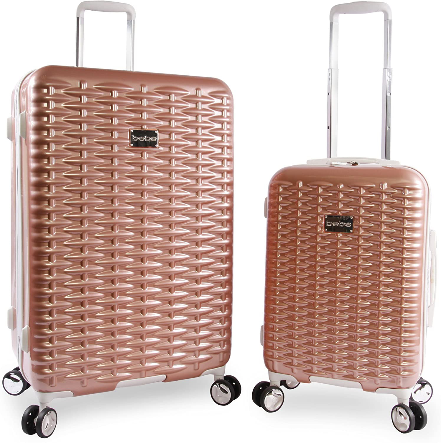 BEBE Women's Lydia 2 Piece Set Suitcase with Spinner Wheels Rose Gold One  Size