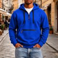 thumbnail image 4 of cllios Half Zip Hoodies for Men with Zippered Front Pocket Drawstring Long Sleeve Casual Hooded Pullover Sweatshirts, 4 of 9