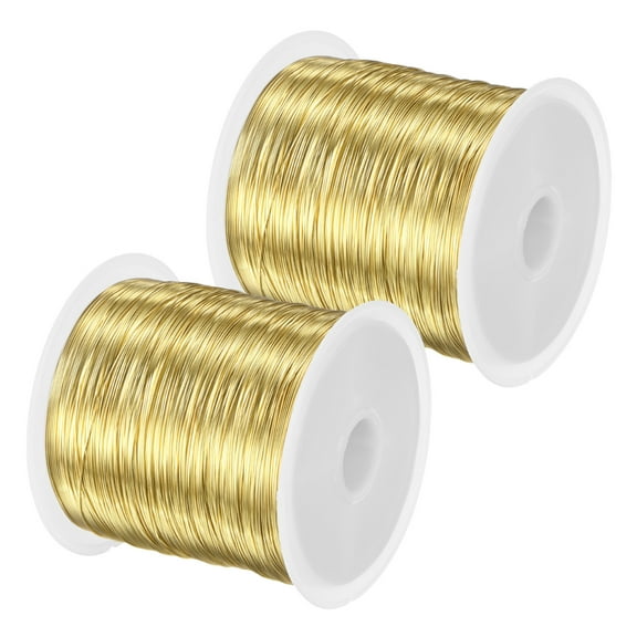 Uxcell 2Roll 0.3mm Jewelry Wire, 28 Gauge 328FT Craft Wire Copper Beading Wire for Jewelry Making, Soft Metal Wires [100M, Gold]