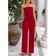 thumbnail image 3 of Conjunto Coordinado PRETTYGARDEN Top Corto de Punto Acanalado y Pantalones Anchos Rojo M, 3 of 8