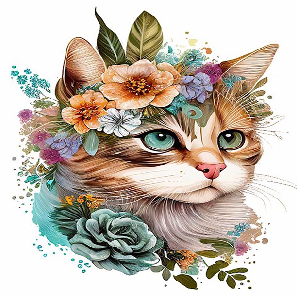 Pintura de diamante 5D DIY Kit de gato de taladro redondo completo Decoración de arte para el hogar (ZQ122) FLhrweasw Nuevo