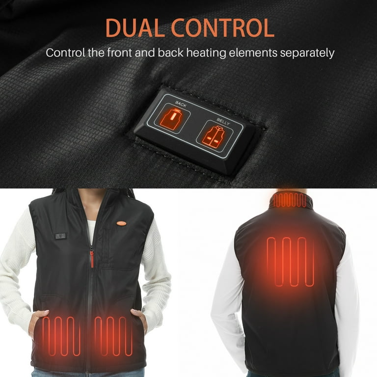 Unisex Lightweight Electric USB Heated Vest Polar Fleece Sleeveless Jacket with Universal USB Battery Pack XL