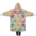 thumbnail image 2 of Oversized Wearable Blanket Hoodie,Multi Color Triangle Checkered Pattern Sherpa Blanket Hoodie with Super Pockets,Super Warm Fuzzy Pullover for Women & Men, 2 of 6