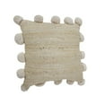 thumbnail image 3 of Ox Bay Quade 20" x 20" Natural Solid Jute Pom Pom Bordered Adult Decorative Throw Pillow Cover, 3 of 10