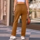 thumbnail image 5 of Amzcrzy Pantalones Mujer Deportivos Casuales Color Liso Cintura Alta Cordón Ajustable Pierna Ancha Recta Holgados Con Bolsillos Tallas S-2XL Marrón, 5 of 7