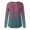 thumbnail image 5 of Womens T Shirts Long Sleeve Top Round Neck Basic Fashion Printed Tshir Thumbhole Tunic Tshirts, 5 of 5