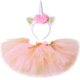 thumbnail image 2 of Falda de tul con unicornio para niñas, con flores esponjosas de color rosa y dorado, para baile, fiesta de cumpleaños, disfraz de tutú para niñas pequeñas, 2 of 5