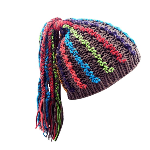 Wmkox8yii Beanie Hats For Dreadlock Multi-colored Dreadlock Hat For Adult Hand-knitted Artificial Wool Adult Hip Hop Punk Autumn Winter Warm Hat - Walmart.com