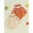 thumbnail image 3 of Jxzom Newbrob Baby Girl Halloween Outfits Long Sleeve Smocked Bodysuit Dress with Headband 0 3 6 12 18 Months Fall Clothes Set, 3 of 8