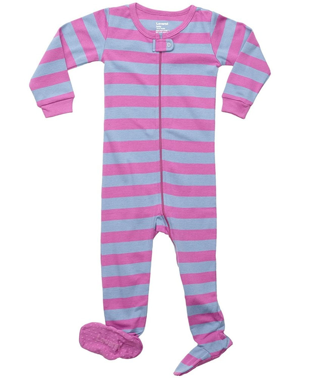 Leveret Leveret Footed "Striped Baby Girl" Pajama Sleeper 100 Cotton