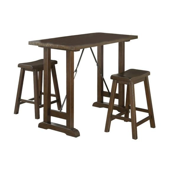 Lexicon Bracknell 3 Piece Wood Counter Height Dining Set in Brown Cherry